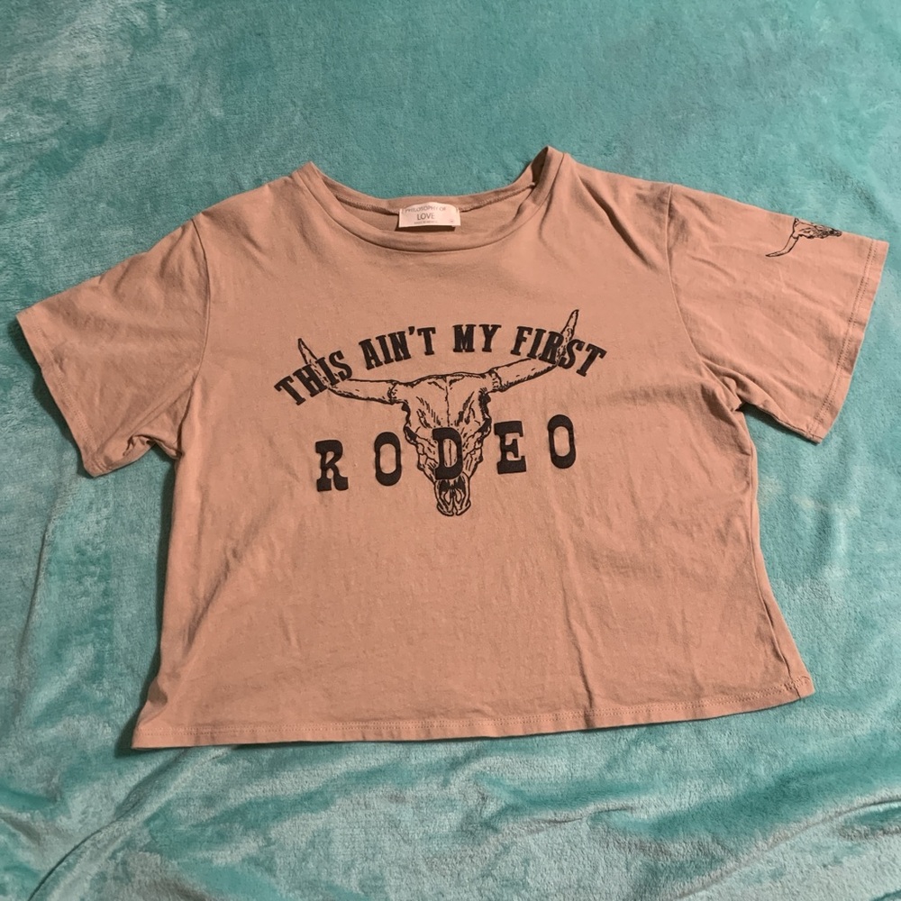 Philosophy Tan Graphic Tee with Rodeo Design